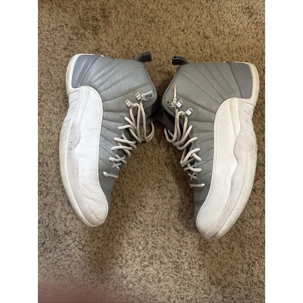 Size 11.5‎ - Jordan 12 Stealth 2022 Nike Gray White Leather Basketball Sneakers
